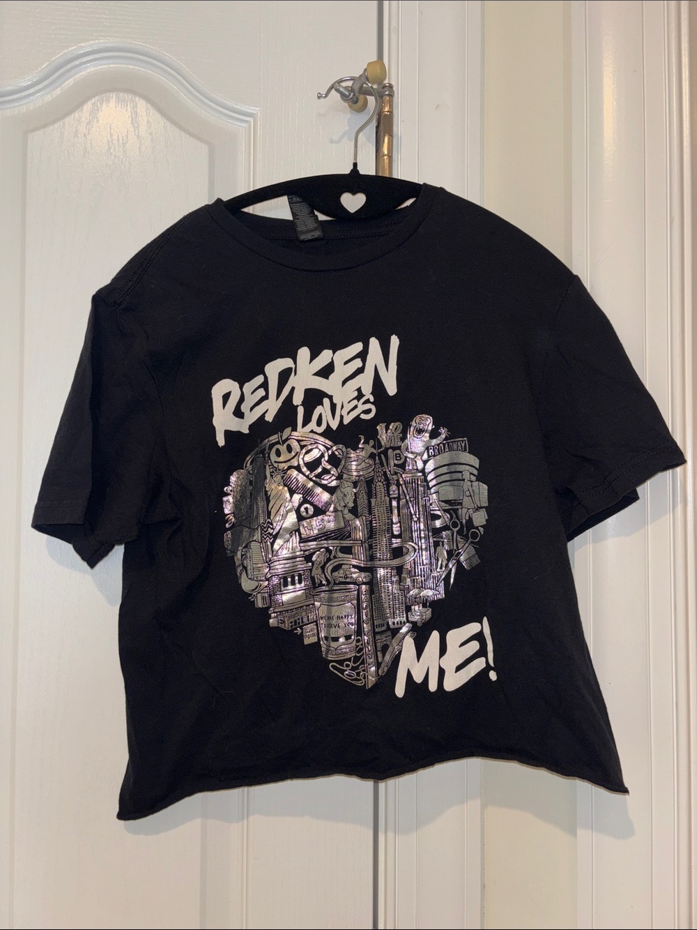 Redken Black Tee with Metallic Heart Graphic